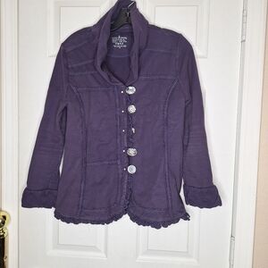 Neon Buddha Purple Button Up Jacket Size Large Petite